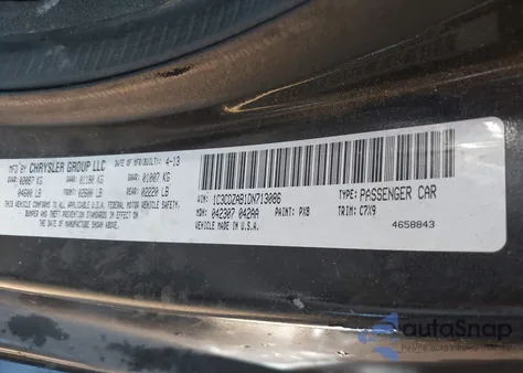 2013 Dodge Avenger Se из США, поврежденный, VIN 1C3CDZAB1DN713086